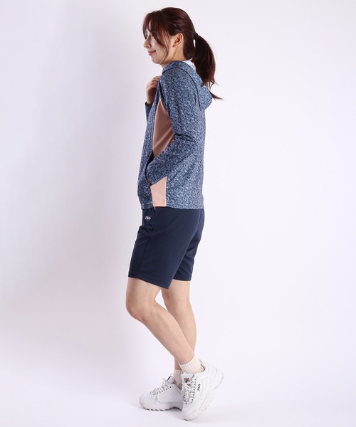 セール】FILA 吸水速乾 パウダーメッシュ総柄フードジャケット