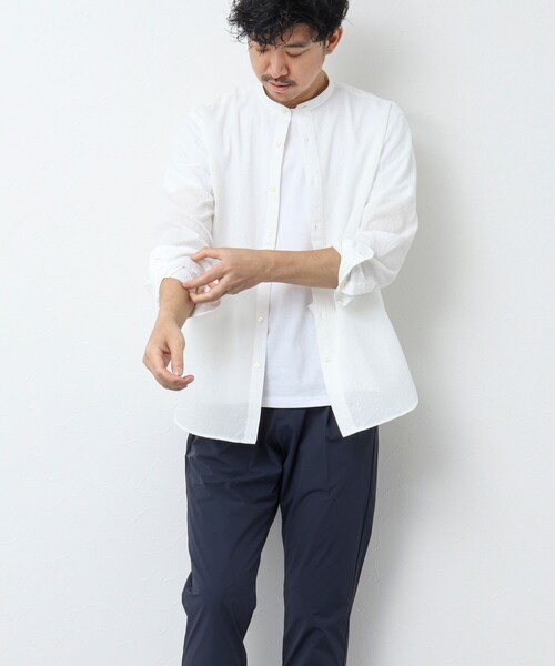 NOLLEY’S（ノーリーズ）の「TCサッカー バンドカラーシャツ（シャツ/ブラウス・メンズ・ブラック系その他/ホワイト/グリーン系その他/ネイビー・M/S/XL/L）」の10枚目の写真