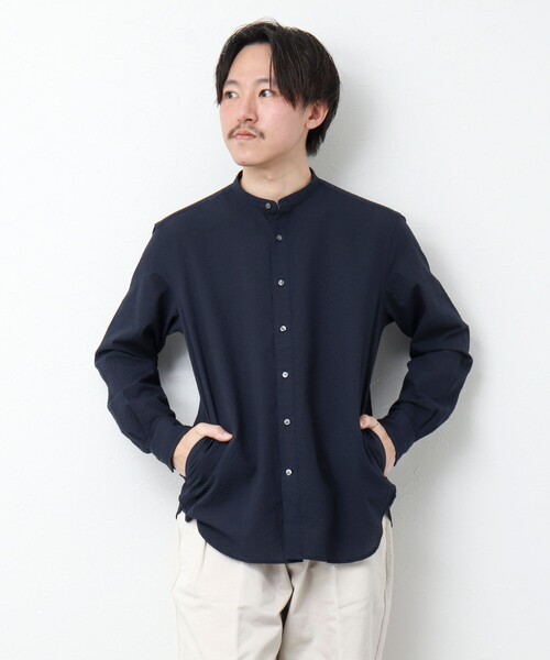 NOLLEY’S（ノーリーズ）の「TCサッカー バンドカラーシャツ（シャツ/ブラウス・メンズ・ブラック系その他/ホワイト/グリーン系その他/ネイビー・M/S/XL/L）」の18枚目の写真