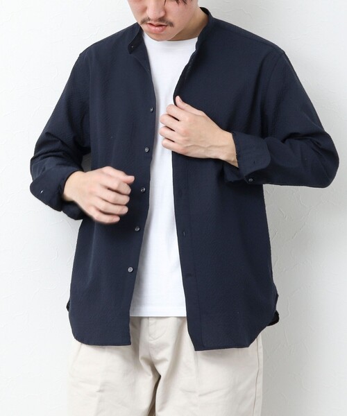 NOLLEY’S（ノーリーズ）の「TCサッカー バンドカラーシャツ（シャツ/ブラウス・メンズ・ブラック系その他/ホワイト/グリーン系その他/ネイビー・M/S/XL/L）」の22枚目の写真