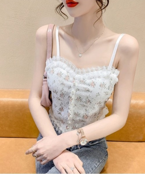 gossip!ロサンゼルス(ゴシップロサンゼルス)の「Y2Kヴィンテージ レース フリルカップ付き フェミニン トレンドレイヤードブラキャミソールインナー(キャミソール・レディース・ブラック/ホワイト・FREE)」の12枚目の写真