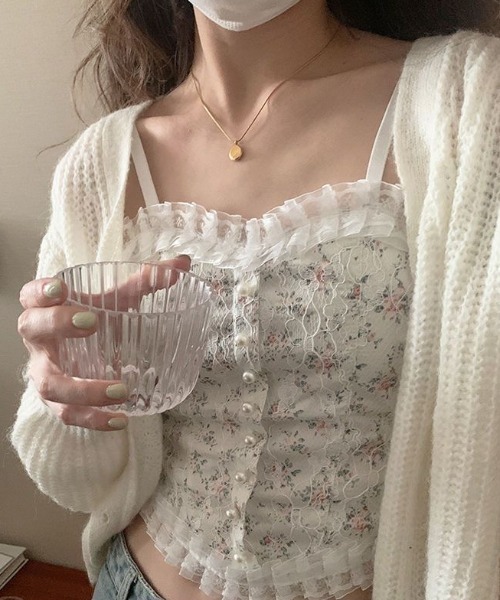 gossip!ロサンゼルス(ゴシップロサンゼルス)の「Y2Kヴィンテージ レース フリルカップ付き フェミニン トレンドレイヤードブラキャミソールインナー(キャミソール・レディース・ブラック/ホワイト・FREE)」の19枚目の写真