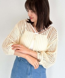 archives（アルシーヴ）の「メッシュニットカーデ×カップ付キャミＳＥＴ（カーディガン/ボレロ）」