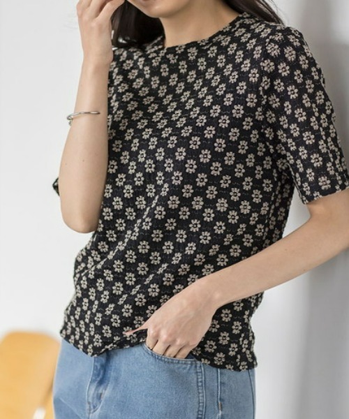 RANAN(ラナン)の「フラワーレースコンパクトTシャツ(Tシャツ/カットソー・レディース・アイボリー/ブラック系その他・M/L/LL)」の15枚目の写真