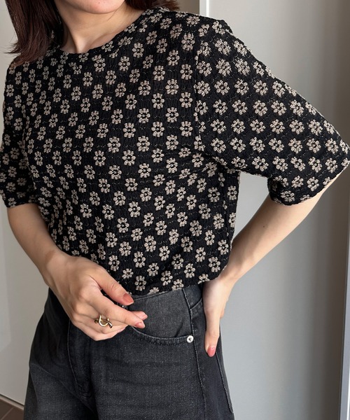 RANAN(ラナン)の「フラワーレースコンパクトTシャツ(Tシャツ/カットソー・レディース・アイボリー/ブラック系その他・M/L/LL)」の12枚目の写真
