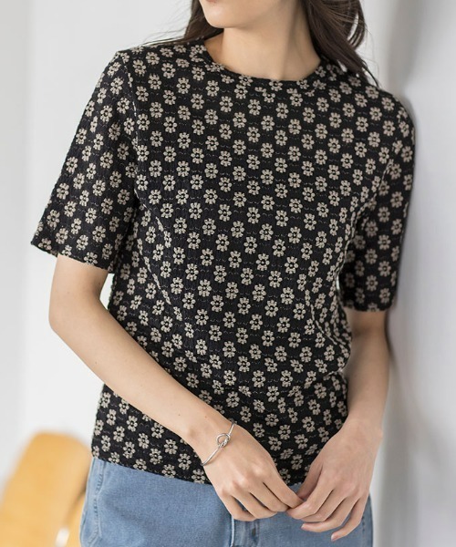 RANAN(ラナン)の「フラワーレースコンパクトTシャツ(Tシャツ/カットソー・レディース・アイボリー/ブラック系その他・M/L/LL)」の14枚目の写真