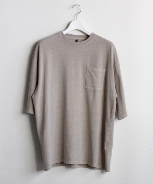 COMMON WARE(コモンウェアー)の「COMMONWARE:16/-天竺 ピグメント加工 ポケットTEE(Tシャツ/カットソー・メンズ・ベージュ/グリーン/ブラウン/ブラック・L/XL/M)」の4枚目の写真