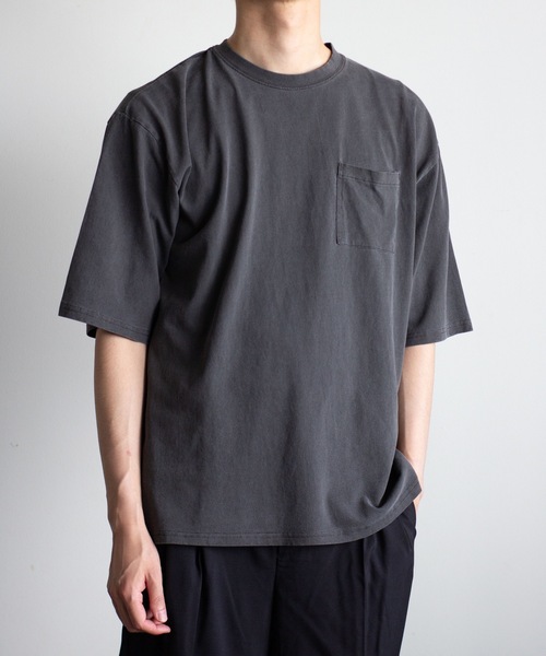 COMMON WARE(コモンウェアー)の「COMMONWARE:16/-天竺 ピグメント加工 ポケットTEE(Tシャツ/カットソー・メンズ・ベージュ/グリーン/ブラウン/ブラック・L/XL/M)」の5枚目の写真