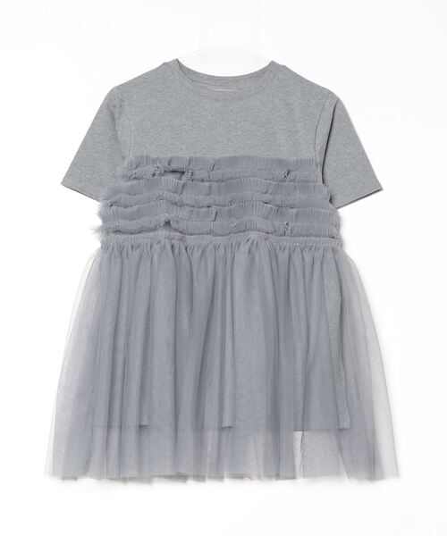 Per sist ence(パーシエンス)の「フリルチュールドッキングTシャツ(Tシャツ/カットソー・レディース・ブラック/オフホワイト/グレー・FREE)」の3枚目の写真