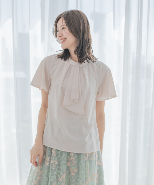 Jayro(ジャイロ)の「フレア袖スカーフボウタイブラウス(シャツ/ブラウス・レディース・グレー系その他/オフホワイト/ライトグリーン/ネイビー/ホワイト系その他3・M)」の1枚目の写真
