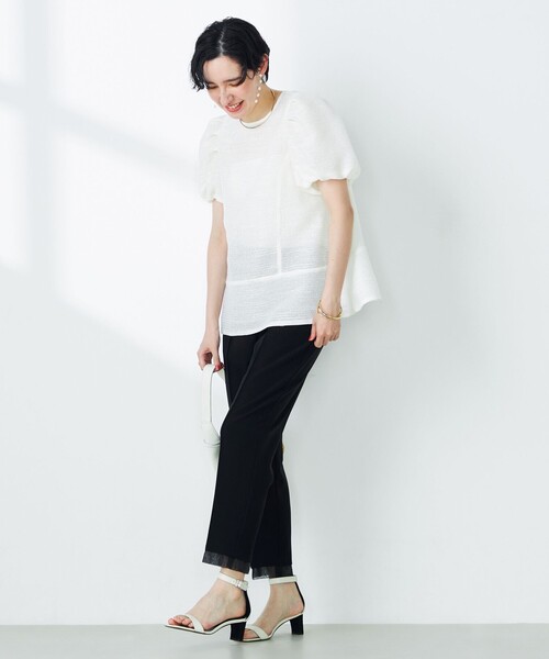 NOLLEY’S（ノーリーズ）の「ウォッシャブル麻スラブカラミバルーンスリーブブラウス（シャツ/ブラウス・レディース・オフホワイト・38）」の4枚目の写真