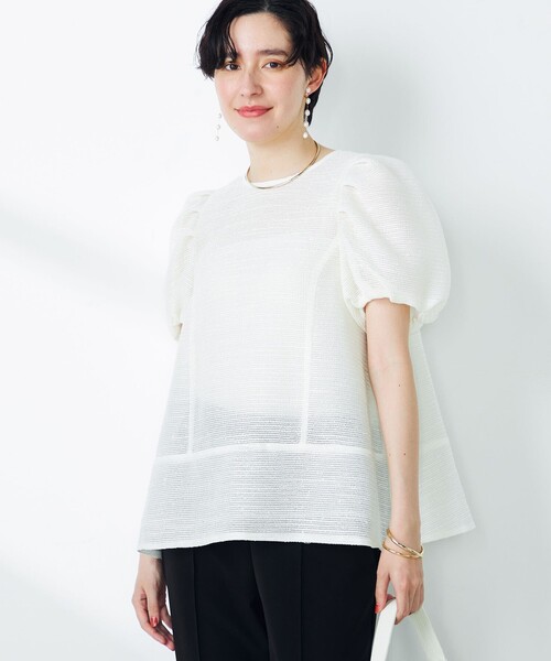 NOLLEY’S（ノーリーズ）の「ウォッシャブル麻スラブカラミバルーンスリーブブラウス（シャツ/ブラウス・レディース・オフホワイト・38）」の7枚目の写真