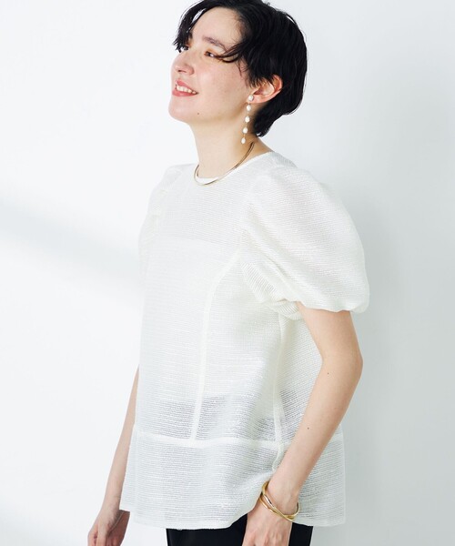 【新品未使用タグ付き】NOLLEY'S麻スラブカラミバルーンスリーブブラウス NOLLEY'S（ノーリーズ）の「ウォッシャブル麻スラブカラミ