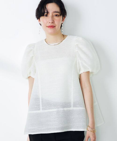 NOLLEY’S（ノーリーズ）の「ウォッシャブル麻スラブカラミバルーンスリーブブラウス（シャツ/ブラウス・レディース・オフホワイト・38）」の9枚目の写真