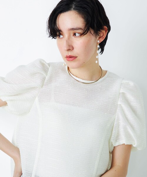 【新品未使用タグ付き】NOLLEY'S麻スラブカラミバルーンスリーブブラウス NOLLEY'S（ノーリーズ）の「ウォッシャブル麻スラブカラミ