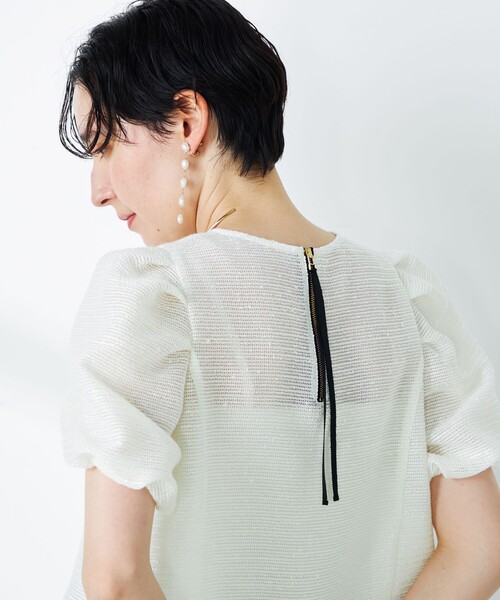 NOLLEY’S（ノーリーズ）の「ウォッシャブル麻スラブカラミバルーンスリーブブラウス（シャツ/ブラウス・レディース・オフホワイト・38）」の11枚目の写真