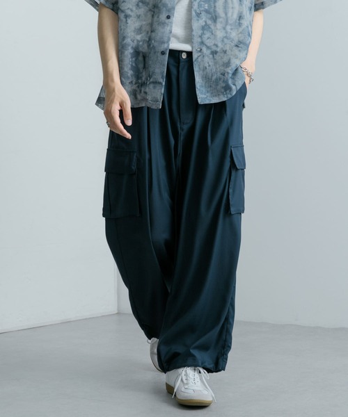 SENSE OF PLACE by URBAN RESEARCH(センスオブプレイスバイアーバンリサーチ)の「『ユニセックス』『セットアップ対応』 ワイドカーゴパンツ(カーゴパンツ・メンズ・ベージュ/ミント/ブラック/グレー/ネイビー・SMALL/MEDIUM/LARGE)」の5枚目の写真