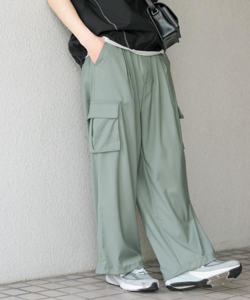 SENSE OF PLACE by URBAN RESEARCH(センスオブプレイスバイアーバンリサーチ)の「『ユニセックス』『セットアップ対応』 ワイドカーゴパンツ(カーゴパンツ・メンズ・ベージュ/ミント/ブラック/グレー/ネイビー・SMALL/MEDIUM/LARGE)」の4枚目の写真