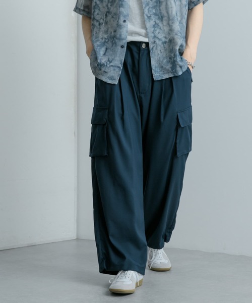 SENSE OF PLACE by URBAN RESEARCH(センスオブプレイスバイアーバンリサーチ)の「『ユニセックス』『セットアップ対応』 ワイドカーゴパンツ(カーゴパンツ・メンズ・ベージュ/ミント/ブラック/グレー/ネイビー・SMALL/MEDIUM/LARGE)」の6枚目の写真
