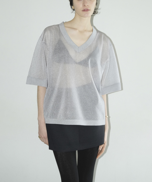 CLANE クラネ 24SS SHEER V NECK KNIT TOPS シアーVネックニットトップス 16106-2152 1 BLACK セーター 半袖 トップス【新古品】【中古】【CLANE】 CLANE - CLANE クラネ 24SS SHEER V NECK KNIT TOPS シアーVネック
