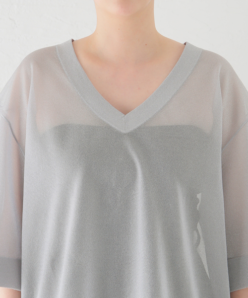 CLANE（クラネ）の「【CLANE/クラネ】SHEER VNECK KNIT TOPS 16106