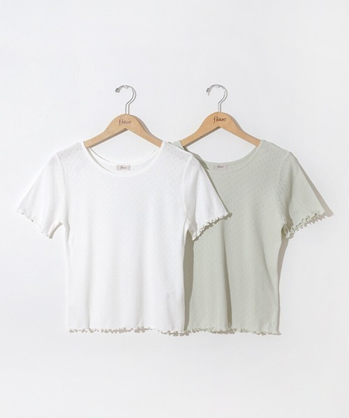 flower(フラワー)の「プチレースティーズ2(Tシャツ/カットソー・レディース・ミント/ホワイト・FREE)」の3枚目の写真