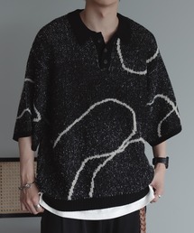 ウェーブラインニットポロシャツ