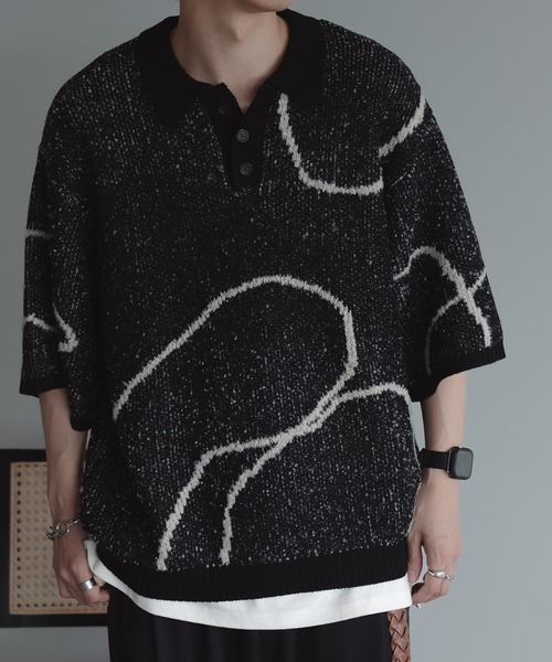 ウェーブラインニットポロシャツ（ポロシャツ）｜epnok（エプノック