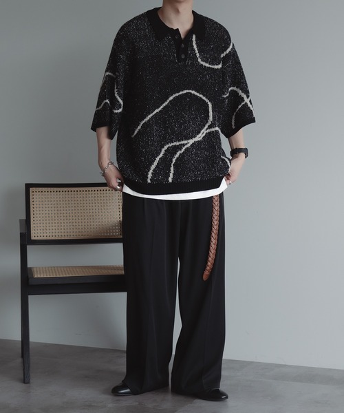 ウェーブラインニットポロシャツ（ポロシャツ）｜epnok（エプノック