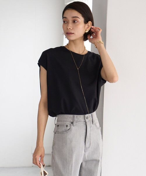【新品未使用】セオリー フレンチスリーブ カットソー Tシャツ ブラック M セール】【接触冷感/シワになりにくい】BEAUTY FORM フレンチ
