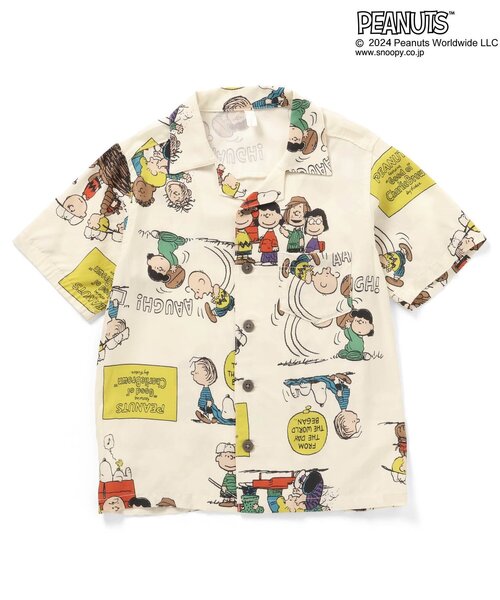 PEANUTS(ピーナッツ)の「PEANUTSコラボ アロハシャツ(シャツ/ブラウス・キッズ・オフホワイト/サックスブルー/レインボー・80/90/100/110/120/130)」の2枚目の写真