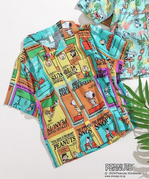 PEANUTS(ピーナッツ)の「PEANUTSコラボ アロハシャツ(シャツ/ブラウス・キッズ・オフホワイト/サックスブルー/レインボー・80/90/100/110/120/130)」の3枚目の写真