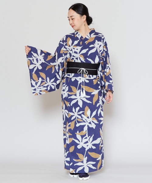 カヤ（カヤ）の「【カヤ】夏華二部式浴衣 UV羽織＆ワンピース2点セット（浴衣・レディース・ネイビー/ブルー/レッド/ブルー系その他/パープル系その他/ホワイト×イエロー/ブラック×イエロー・FREE）」の4枚目の写真