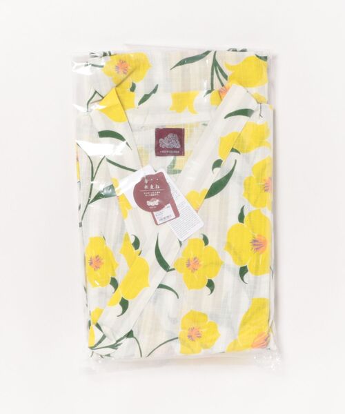 新品　夏にさわやかなイエローの花柄　着やすい　2部式　浴衣　ワンピース AS KNOW 浴衣 花柄2wayセパレート浴衣 3点セット(キャミ