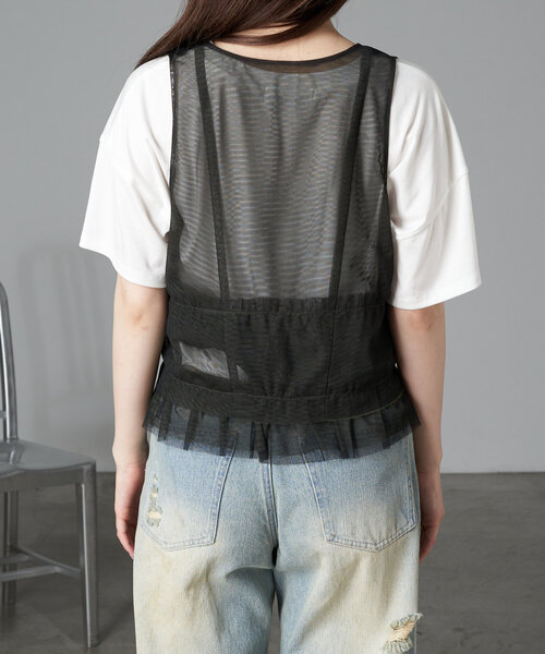 RAY CASSIN（レイカズン）の「チュールベスト（シャツ/ブラウス・レディース・カーキ/ブラック/アイボリー・FREE）」の19枚目の写真
