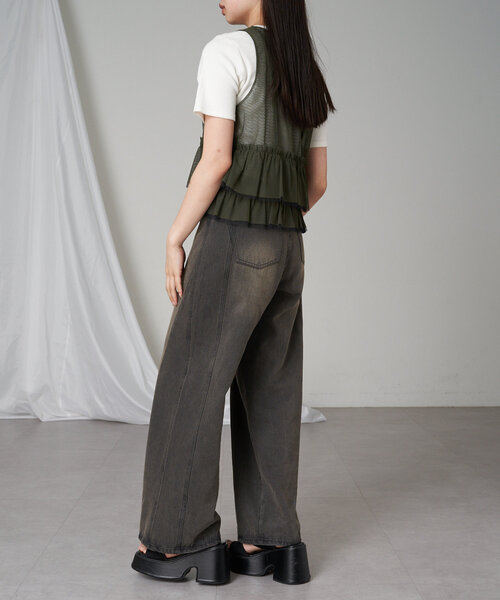 RAY CASSIN（レイカズン）の「チュールベスト（シャツ/ブラウス・レディース・カーキ/ブラック/アイボリー・FREE）」の12枚目の写真