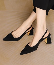 バックストラップチャンキーヒールパンプス