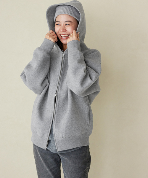 JOURNAL STANDARD relume（ジャーナルスタンダード　レリューム）の「《追加4》フーディーブルゾン（パーカー・レディース・アイボリー/スミクロ/チャコールグレー・FREE）」の9枚目の写真