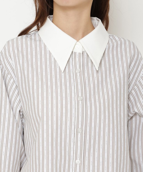 REDYAZEL（レディアゼル）の「【セットアップ可能】クレリックストライプシャツ（シャツ/ブラウス・レディース・ピンク/ベージュ/サックスブルー・FREE）」の13枚目の写真
