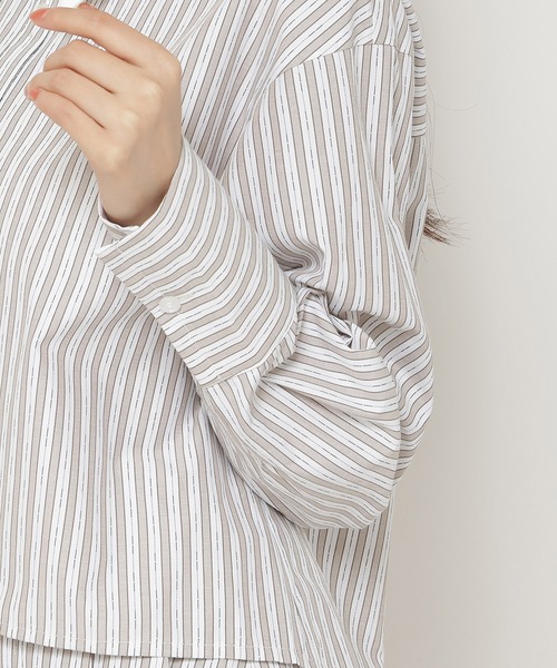 REDYAZEL（レディアゼル）の「【セットアップ可能】クレリックストライプシャツ（シャツ/ブラウス・レディース・ピンク/ベージュ/サックスブルー・FREE）」の14枚目の写真