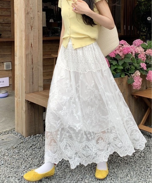 MERCURYDUO♡レースロングスカート ギャザーレースロング  