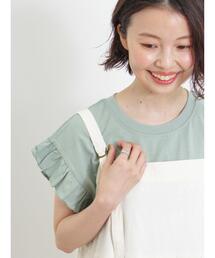 Samansa Mos2 | 肩フリルロゴTシャツ(Tシャツ/カットソー)