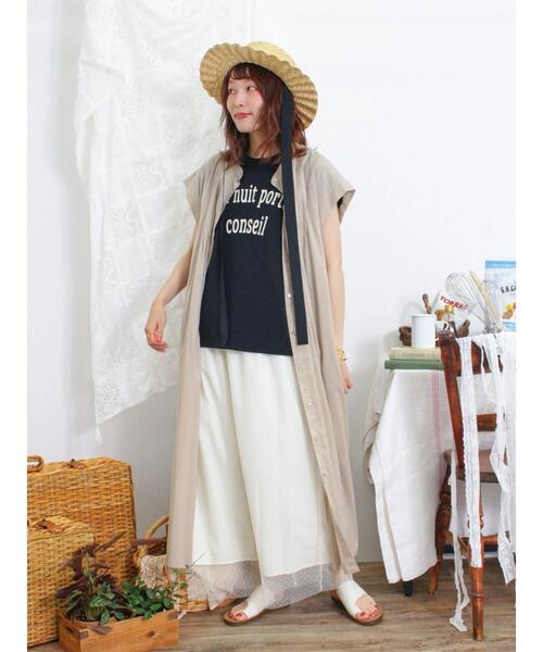 Samansa Mos2（サマンサ モスモス）の「肩フリルロゴTシャツ（Tシャツ/カットソー・レディース・ミント/ブラック/キナリ/サックスブルー・F）」の13枚目の写真