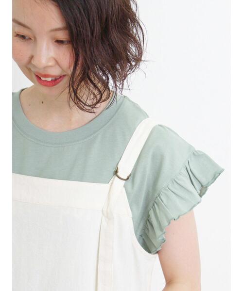 Samansa Mos2（サマンサ モスモス）の「肩フリルロゴTシャツ（Tシャツ/カットソー・レディース・ミント/ブラック/キナリ/サックスブルー・F）」の14枚目の写真