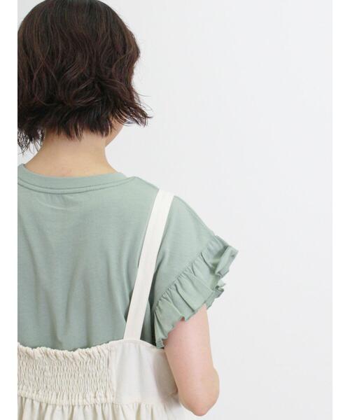 Samansa Mos2（サマンサ モスモス）の「肩フリルロゴTシャツ（Tシャツ/カットソー・レディース・ミント/ブラック/キナリ/サックスブルー・F）」の15枚目の写真