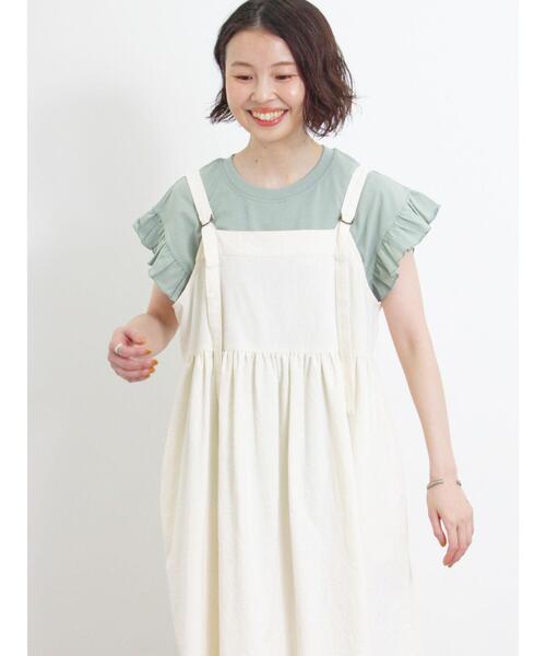 Samansa Mos2（サマンサ モスモス）の「肩フリルロゴTシャツ（Tシャツ/カットソー・レディース・ミント/ブラック/キナリ/サックスブルー・F）」の17枚目の写真