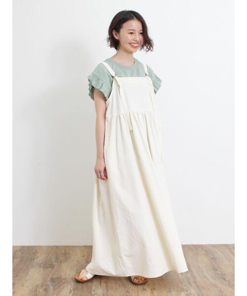 Samansa Mos2（サマンサ モスモス）の「肩フリルロゴTシャツ（Tシャツ/カットソー・レディース・ミント/ブラック/キナリ/サックスブルー・F）」の19枚目の写真