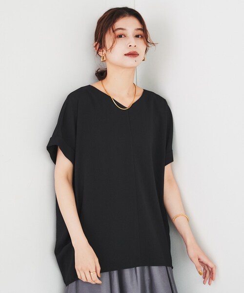 【セール】【ゆったりデザイン/薄地】サッカーVネックプルオーバー（シャツ/ブラウス）｜UNTITLED（アンタイトル）