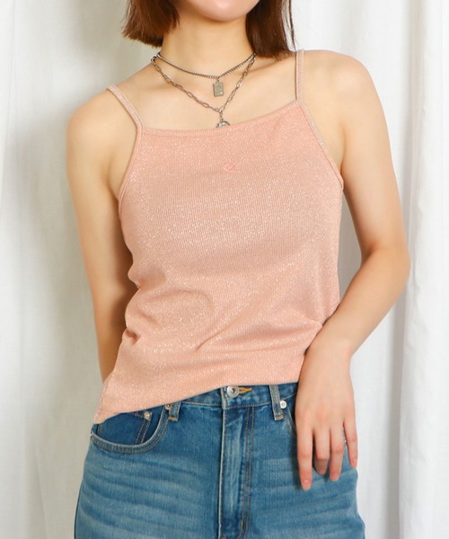GORGE(ゴージ)の「ラメテレコハート刺しゅうキャミソール(キャミソール・レディース・オフホワイト/ブラック/ピンク・F)」の3枚目の写真