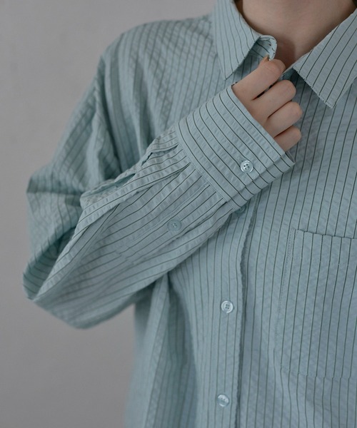 MINERTE】bumpy stripe shirt / ぽこぽこストライプシャツ